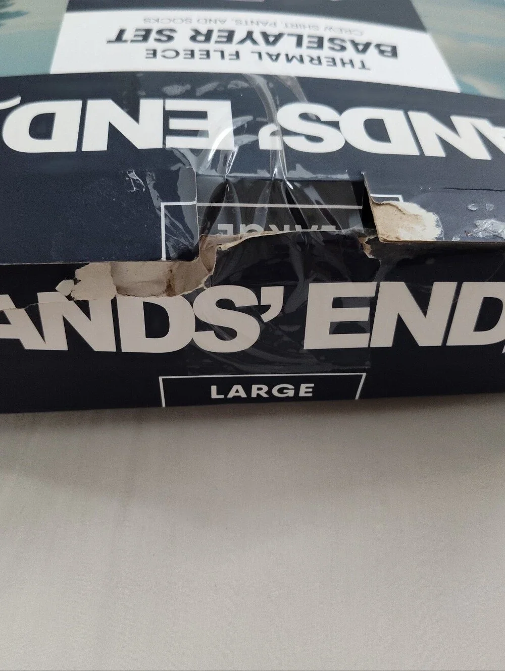 Lands End Thermal Base Layer Waffle Set Bonus Socks Sz L Top & Pants *Open Box*